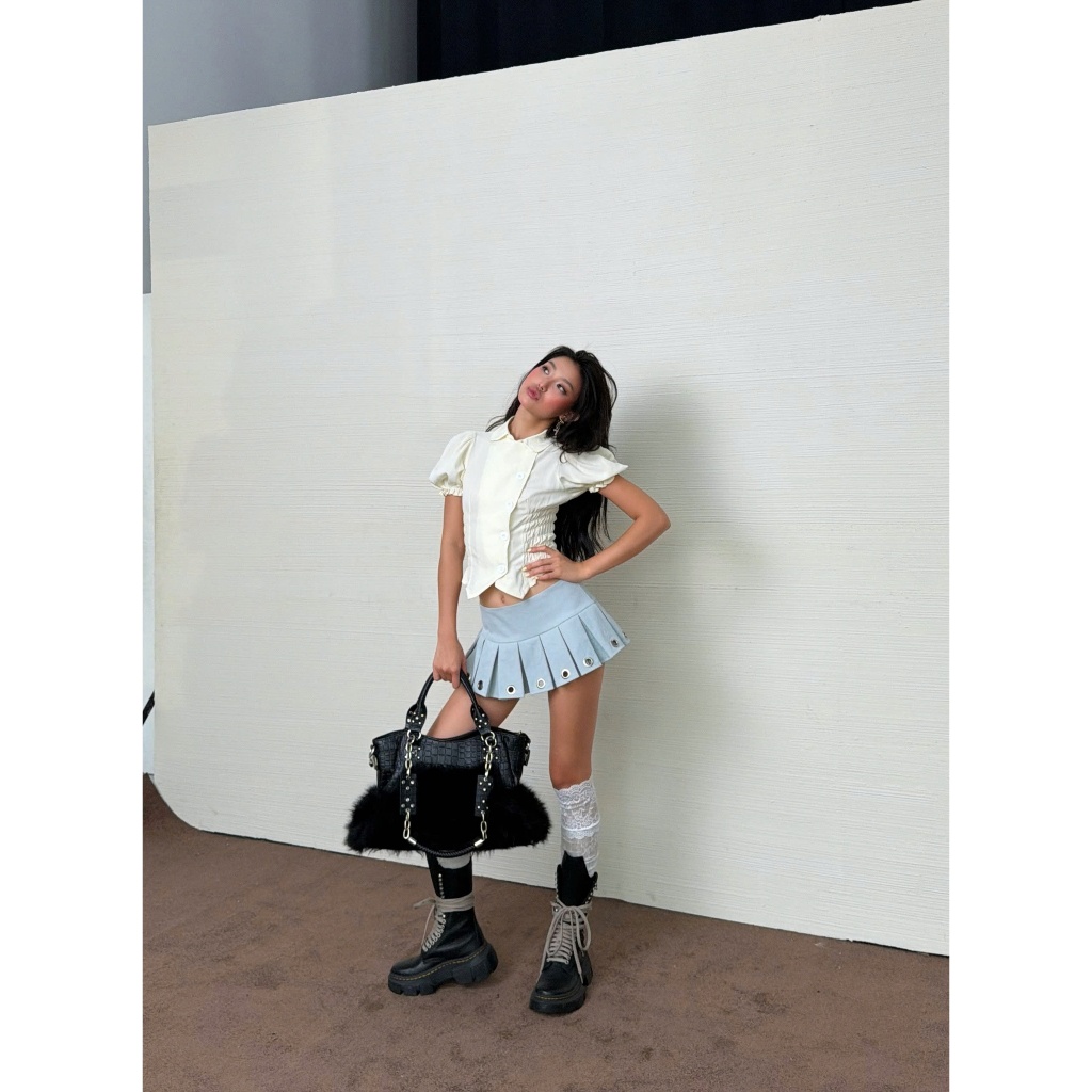 Eyelet Pleated Mini Skirt - Remmus | Chân váy xếp ly có quần bảo hộ - BST ACID CANDY