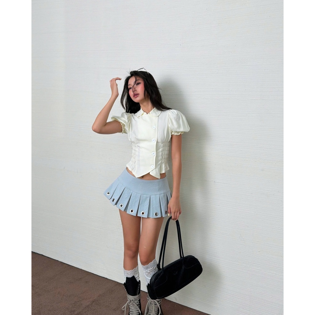 Eyelet Pleated Mini Skirt - Remmus | Chân váy xếp ly có quần bảo hộ - BST ACID CANDY