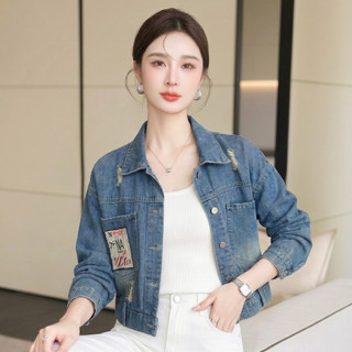 Áo Khoác JEAN nữ MOLADY thiết kế phong cách thời trang thêu chữ best seller K306