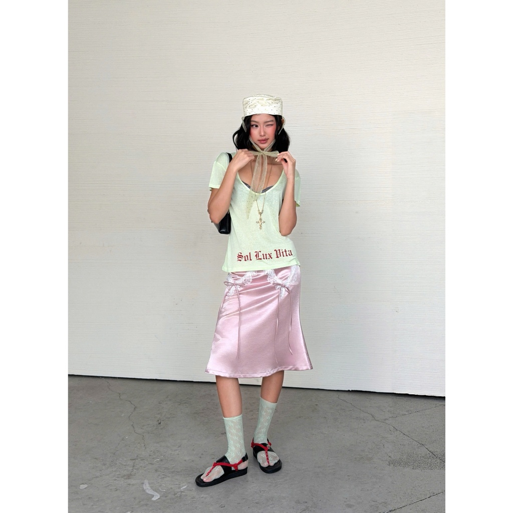 Seollem Satin Skirt - Remmus | Chân váy lụa satin ngọc trai form midi - BST ACID CANDY