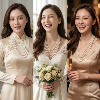 [ DAISYN ] N449 choker ,dây chuyền mang áo dài , vòng cổ mang áo dài, dây chuyền hạt Ngọc hạt trai 4-6-8mm 3 sợi cho nữ