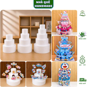 Đế Xốp Tròn Nhiều Tầng Làm Tháp Bánh Kẹo – Form Xốp Cứng Ghép Tầng Trang Trí Sinh Nhật