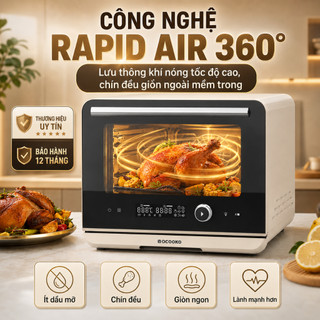 Lò nướng hấp đa năng QCOOKO 22L chuyên chiên, nướng, hấp sẵn chương trình 80 m