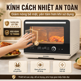 Lò nướng hấp đa năng QCOOKO 22L chuyên chiên, nướng, hấp sẵn chương trình 80 m