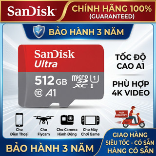 Thẻ nhớ SanDisk Ultra lên đến 140MB/s 512GB/256GB/128GB/64GB/32GB Phù hợp cho điện thoại di động và máy ảnh thể thao