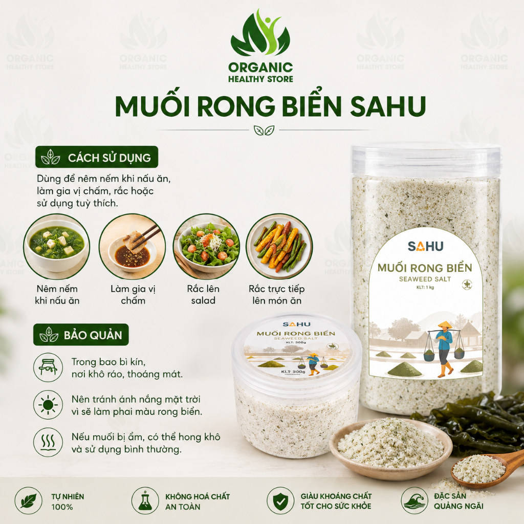 Muối rong biển Sahu đậm vị umami, bổ sung iod tự nhiên Seaweed Salt