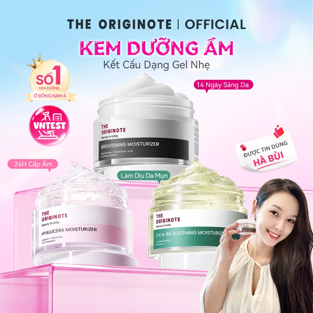 Kem Dưỡng Ẩm The Originote 24H Cấp Ẩm Phục Hồi Làm Dịu Da Sáng Da Không Dính Hyalucera Moisturizer Gel 50g