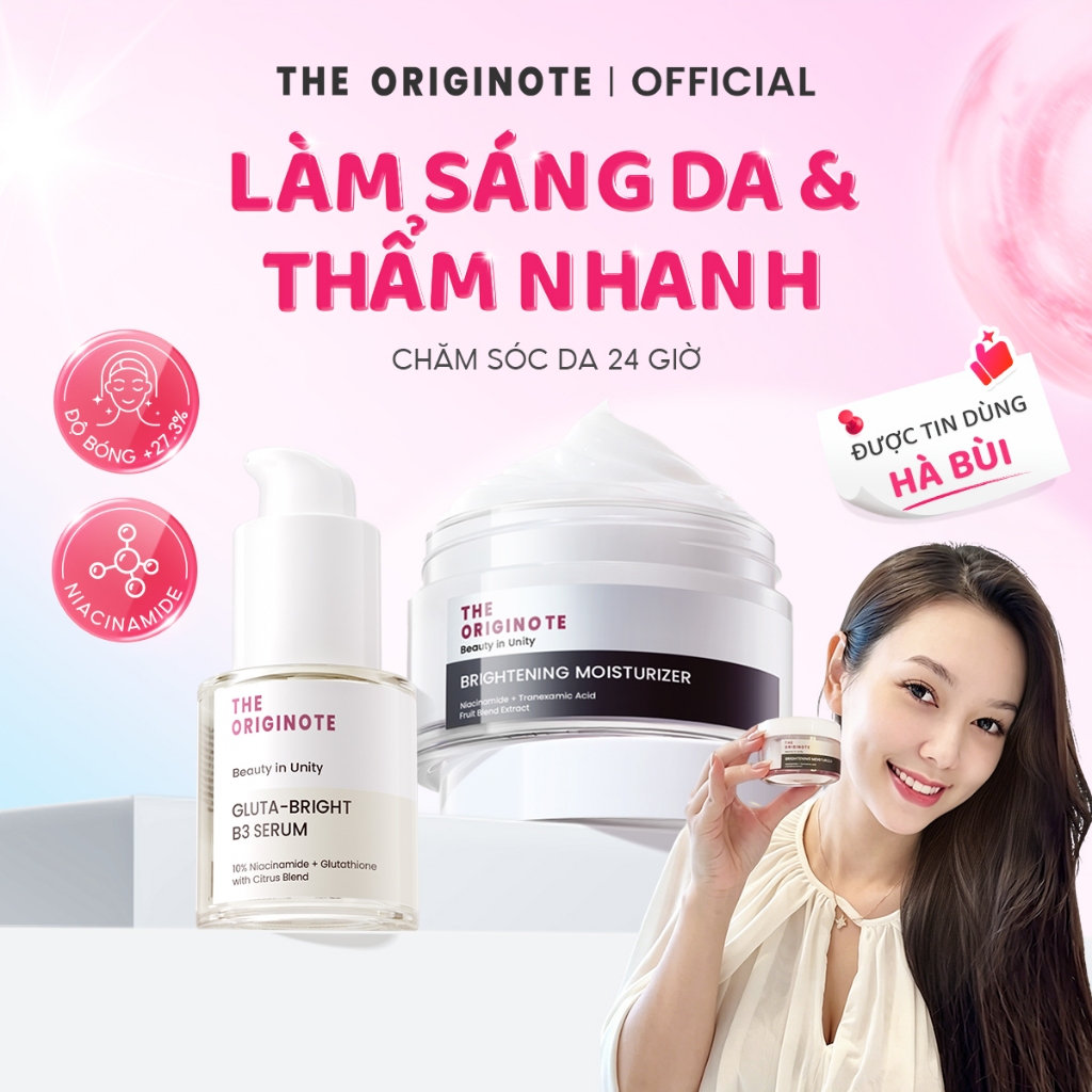 [Bộ Sáng Da] Combo serum trắng da và kem dưỡng The Originote Cân bằng tông da cải thiện kết cấu da với niacinamide