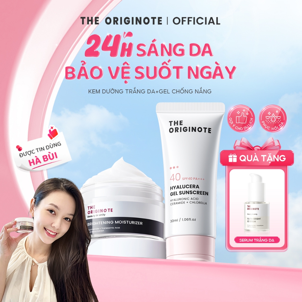 [Bộ Chăm Sóc Da 3 Bước] Combo Kem Dưỡng Trắng Da Và Kem Chống Nắng The Originote 24H Làm Sáng Cấp Ẩm Mọi Loại Da