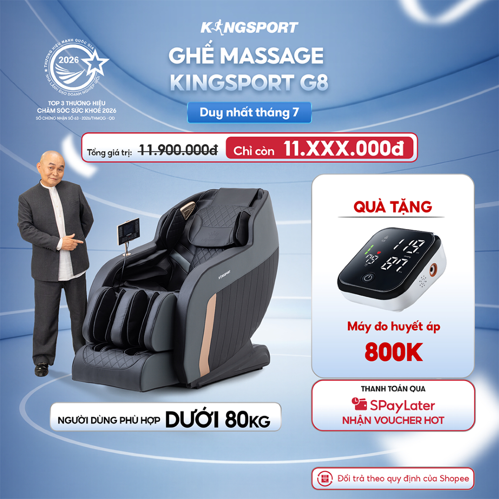 CHỈ GIAO MIỀN NAM | Ghế massage toàn thân KINGSPORT G8 công nghệ làm ấm Warmtech, thiết kế hiện đại