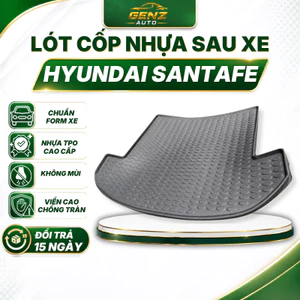 Lót cốp Hyundai Santafe 2019 - Nay - Nhựa dẻo TPO Không mùi, Chuẩn khít form xe, Chống thấm nước