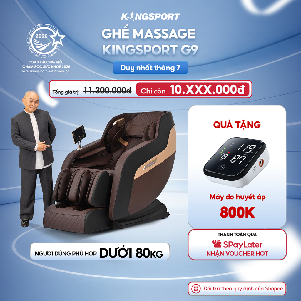 Ghế massage toàn thân KINGSPORT G9 công nghệ làm ấm Warmtech, 5 bài tập massage tự động