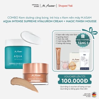 COMBO Kem dưỡng căng bóng, trẻ hóa và Kem nền mây M.ASAM AQUA INTENSE SUPREME HYALURON CREAM x MAGIC FINISH MOUSSE