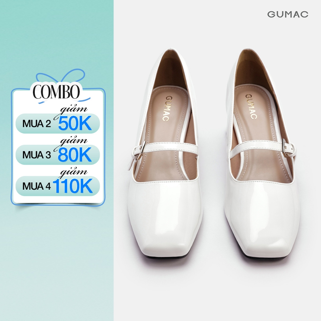 Giày Cao Gót Nữ GUMAC Gót Vuông 5cm Quai Khóa Thời Trang GF04057