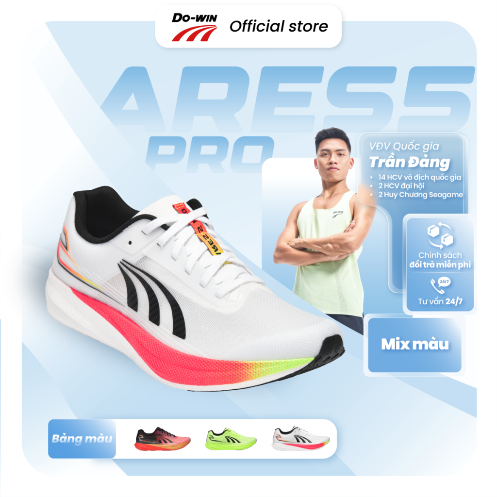 Giày thể thao chạy bộ nam nữ Ares5 Pro Công nghệ ET Carbon ưu việt, hỗ trợ bứt tốc cự ly ngắn, êm bền, hoàn lực nhanh