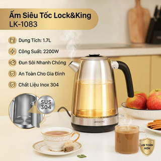 Ấm Siêu Tốc Inox 304 1.7L LK-1083 Công Suất 2200W Đun Sôi Nhanh An Toàn Cho Gia Đình