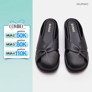 Giày Sục Nữ GUMAC Sục Da Cao Cấp Cách Điệu Hở Mũi Đế Bệt 2cm Thời Trang GG01079