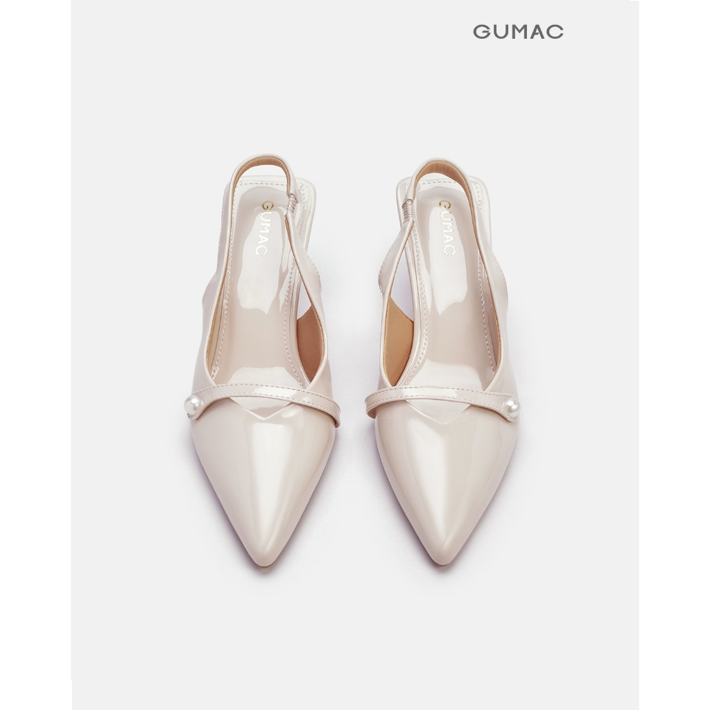 Giày Cao Gót Nữ GUMAC Bít Mũi Nhọn 6.5cm Quai Hậu Slingback Chất Da Lụa PU Thời Trang Đi Tiệc GG03018