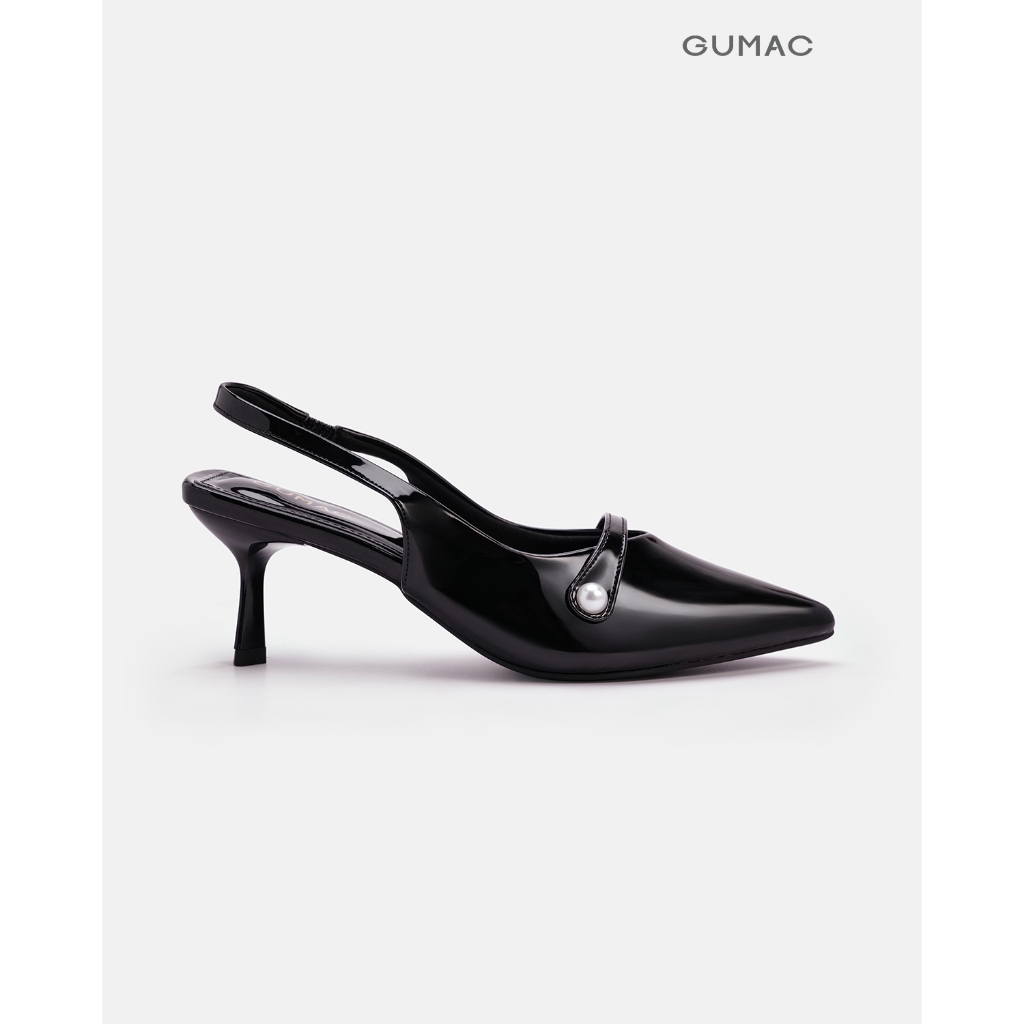 Giày Cao Gót Nữ GUMAC Bít Mũi Nhọn 6.5cm Quai Hậu Slingback Chất Da Lụa PU Thời Trang Đi Tiệc GG03018