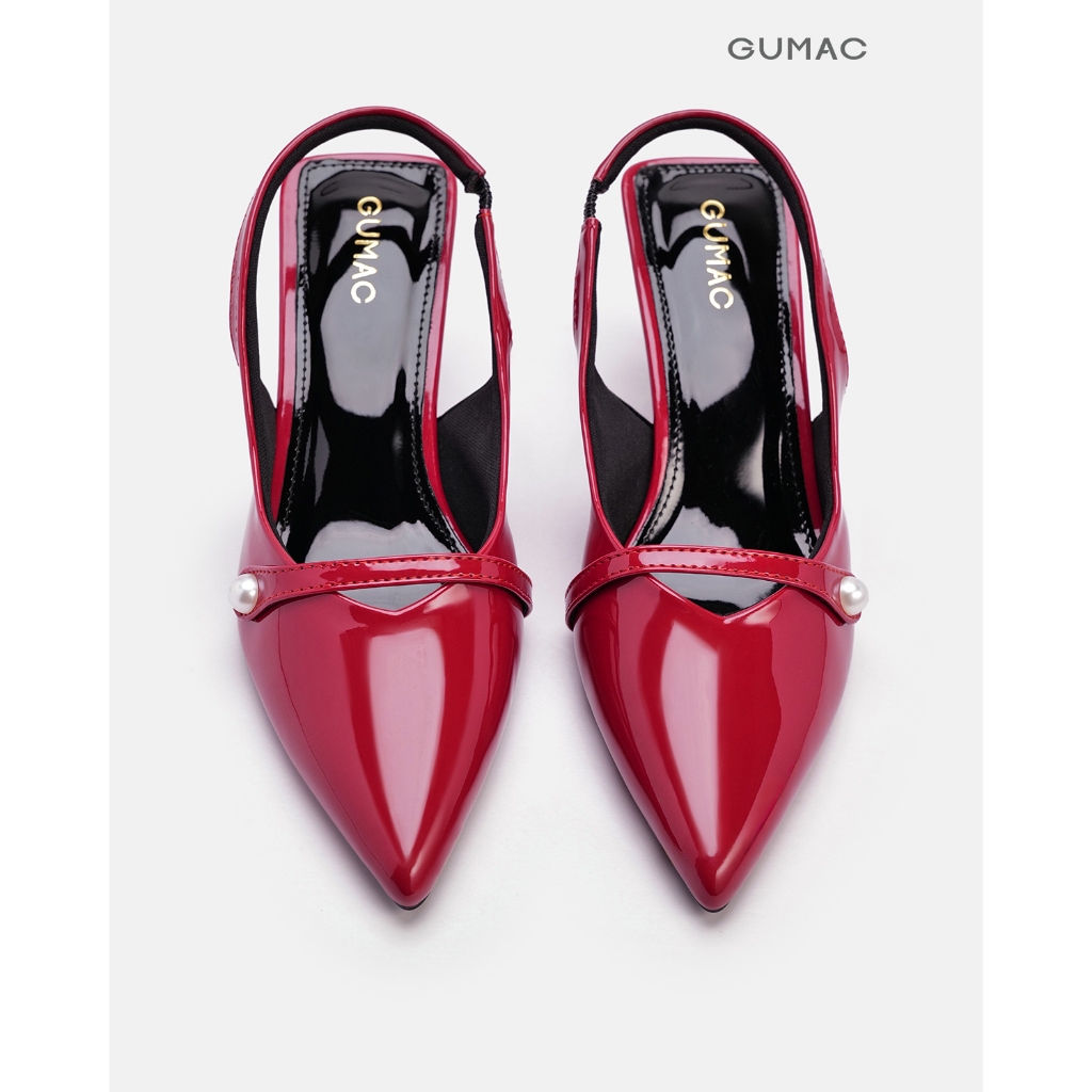 Giày Cao Gót Nữ GUMAC Bít Mũi Nhọn 6.5cm Quai Hậu Slingback Chất Da Lụa PU Thời Trang Đi Tiệc GG03018