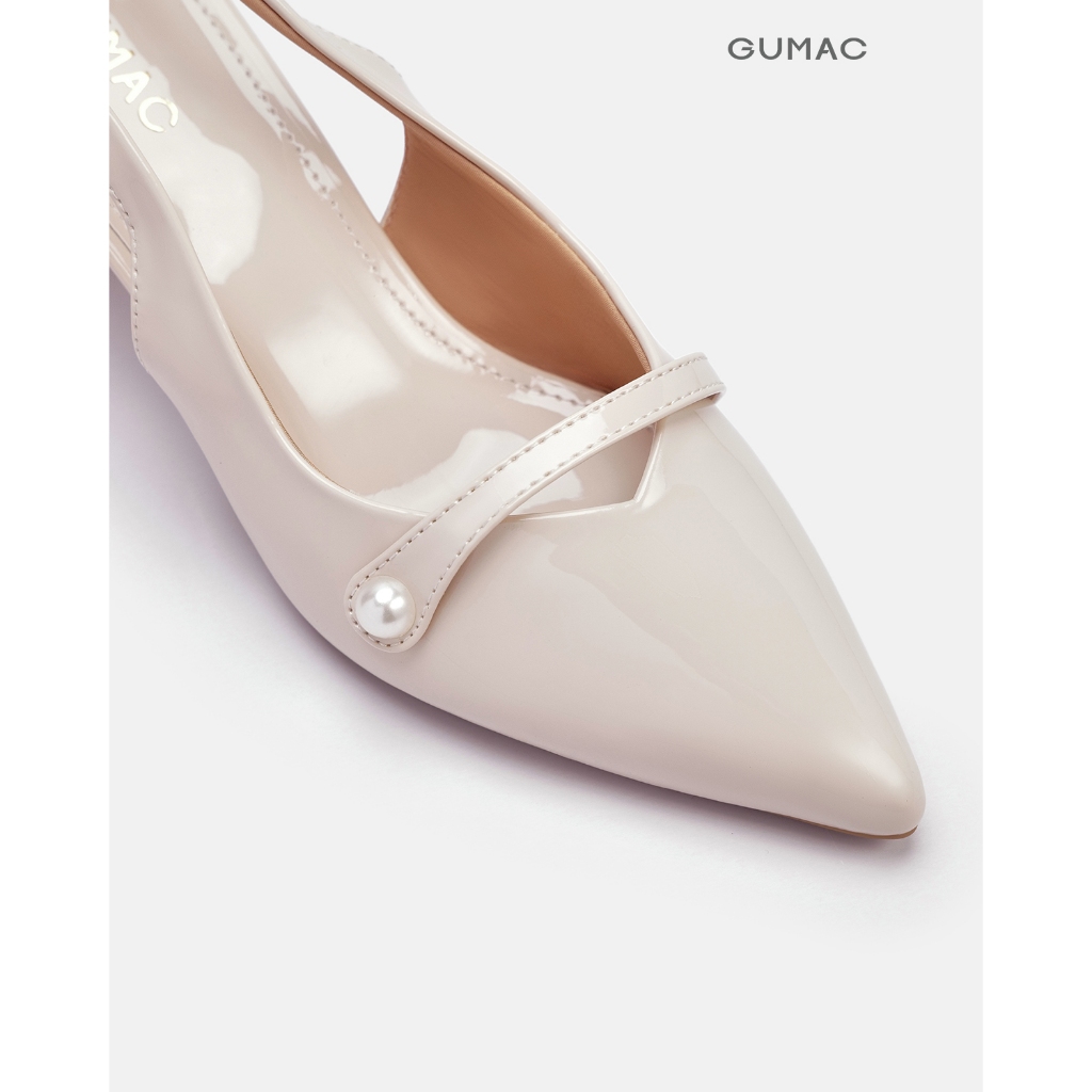 Giày Cao Gót Nữ GUMAC Bít Mũi Nhọn 6.5cm Quai Hậu Slingback Chất Da Lụa PU Thời Trang Đi Tiệc GG03018