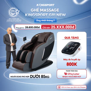 Ghế massage KINGSPORT G91 NEW cao cấp con lăn 3D, đo quét cơ thể, túi khí massage chân cao