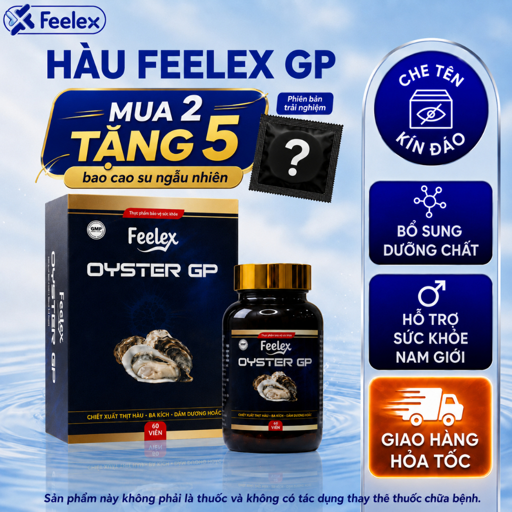 Tinh chất hàu biển Feelex Oyster GP tăng cường sinh lý nam, bổ sung kẽm, tăng ham muốn - hộp 60 viên
