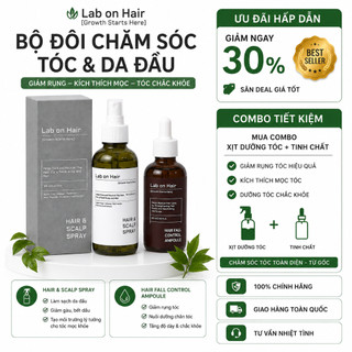 Lab On Hair Hair & Scalp Spray 160ml + Hair Fall Control Ampoule 60ml Cho Da Đầu Dầu, Tóc Dễ Rụng