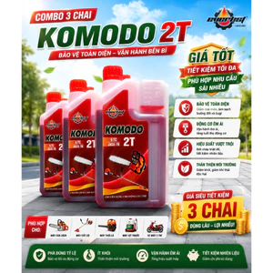 Nhớt 2T KOMODO 1L Có Bình Đong - Dầu Nhớt Động Cơ 2 Thì Ít Khói, Pha Xăng E10 Cho Xe 2T, Máy Cưa Cắt Cỏ Phun Thuốc