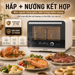 Lò nướng hấp đa năng QCOOKO 22L chuyên chiên, nướng, hấp sẵn chương trình 80 m