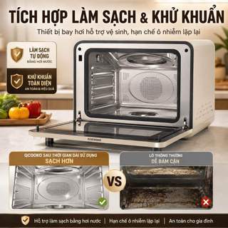 Lò nướng hấp đa năng QCOOKO 22L chuyên chiên, nướng, hấp sẵn chương trình 80 m