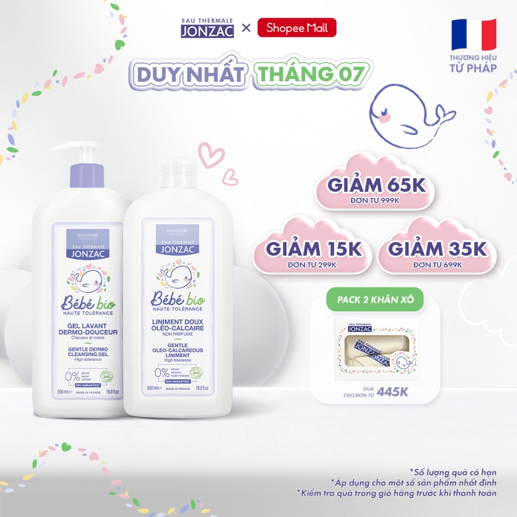 Combo Gel Tắm Gội Hữu Cơ 500Ml và Dung dịch vệ sinh chống hăm tã hữu cơ dành cho bé sơ sinh (500Ml-1L)