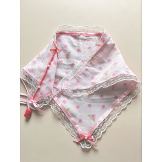 Khăn trùm đầu hoa nhí, khăn turban đội đầu đi biểm tam giác , banada phối ren (Q11) [T1-KHO2]