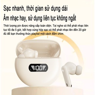 Tai nghe silicone không dây Bluetooth, màn hình hiển thị LED, micrô tích hợp, điều khiển cảm ứng vân tay
