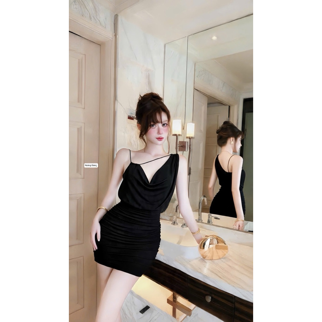 Váy 2 dây cổ đổ nhún hông siu đẹp