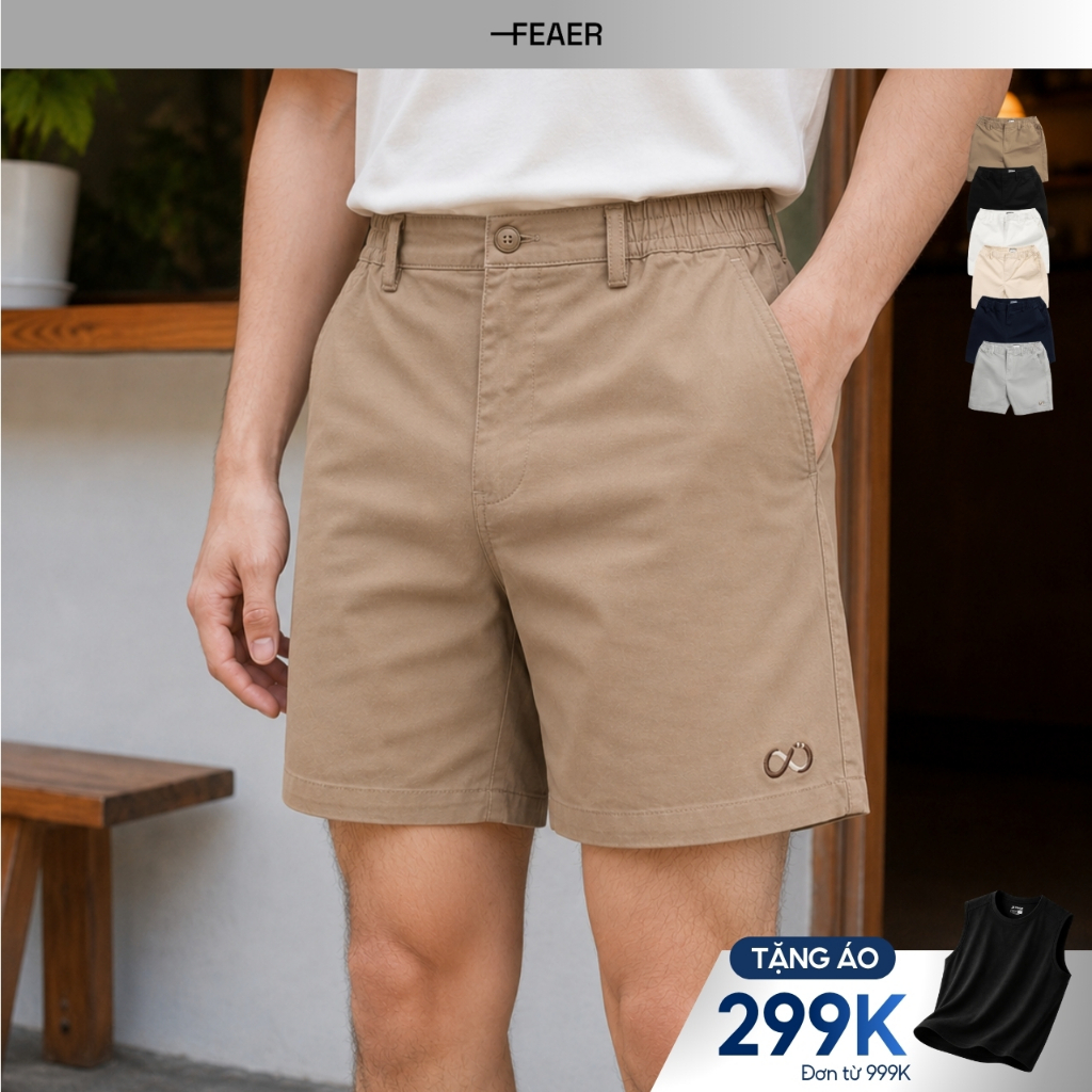 Quần short kaki nam Infinity Agile, form trên gối,co giãn dễ chiu, mềm mịn, tôn dáng - FEAER