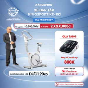 Xe đạp tập KINGSPORT KS-102 thiết kế hiện đại, kháng lực đa cấp độ, đồng hồ thông minh
