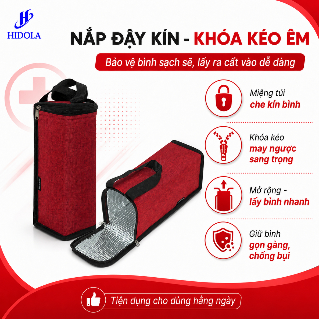Túi Đựng Bình Nước Giữ Nhiệt 750ml - 1200ml VUOG-B2M - Túi Đựng Bình Nước Chống Thấm, Chống Bụi, Có Quai Xách