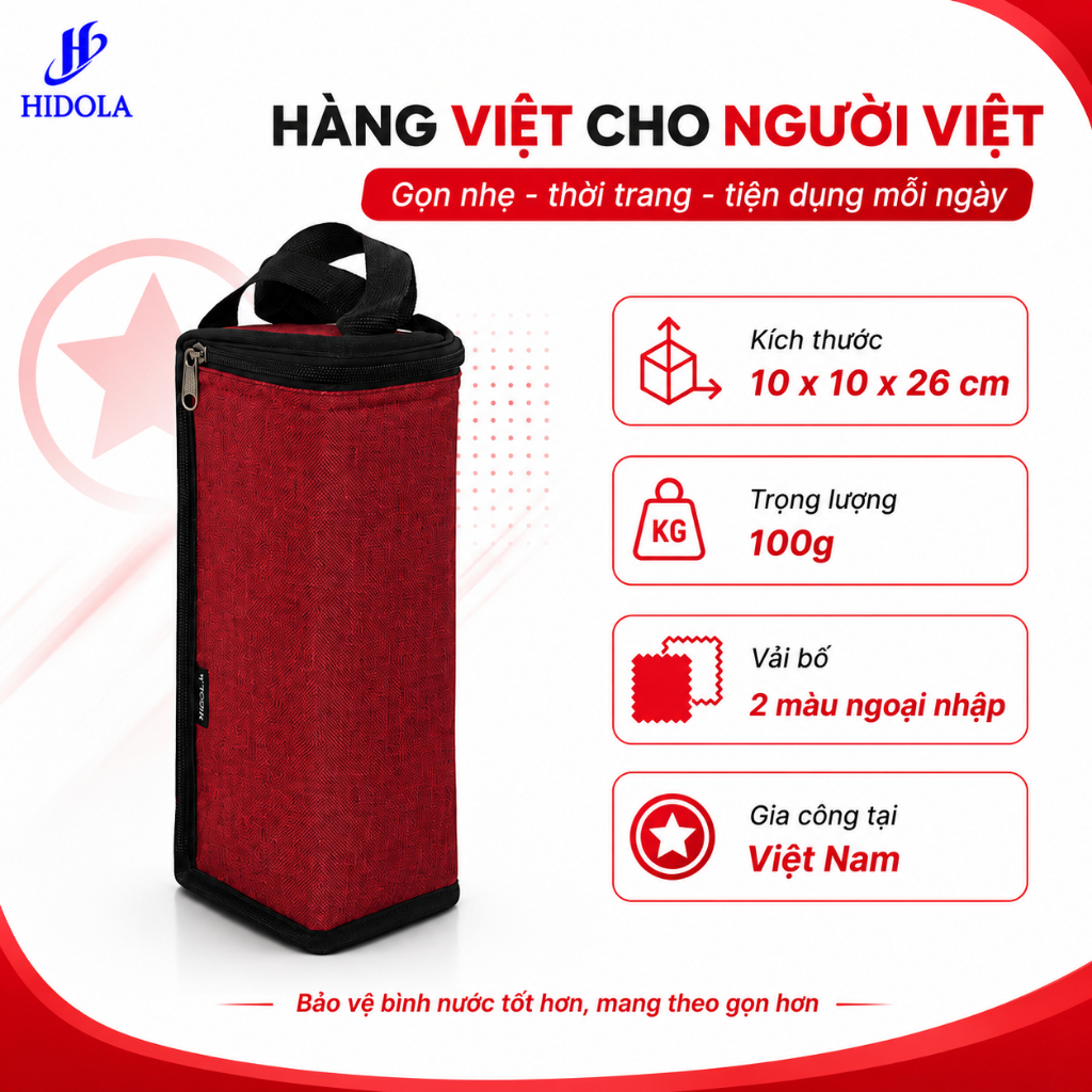 Túi Đựng Bình Nước Giữ Nhiệt 750ml - 1200ml VUOG-B2M - Túi Đựng Bình Nước Chống Thấm, Chống Bụi, Có Quai Xách