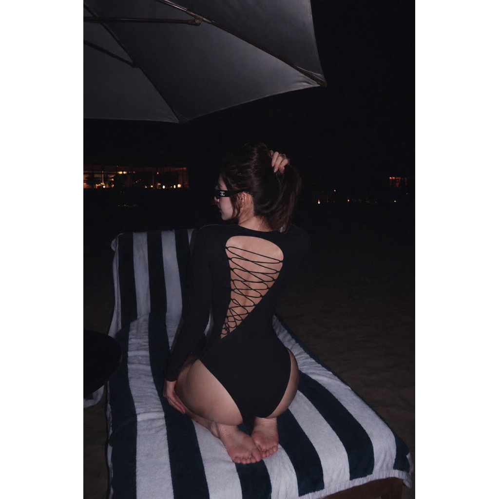 Áo bodysuit dài tay đan dây lưng siu đẹp