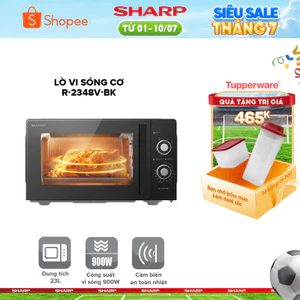 Lò Vi Sóng Sharp R-2343FB-BK - Dung Tích 23L - Công Nghệ Không Đĩa Xoay Flatbed - 10 Mức Công Suất - Chính Hãng