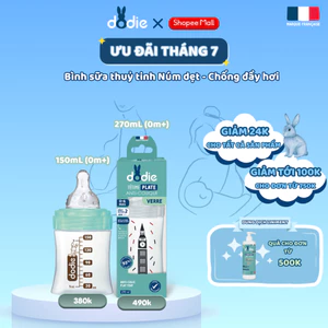 Bình sữa thuỷ tinh NÚM DẸT VERRE - Chống đầy hơi - 150ml/270ml - Đa tốc độ