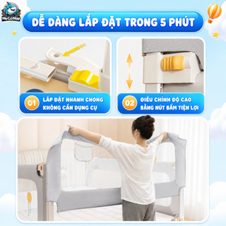 Thanh Chắn Giường Pakey Cao Cấp New 2026, Chắn Giường Cải Tiến Khóa Kép, Khung Thép Dày Dặn, Nâng Hạ 1 Tay Dễ Dàng