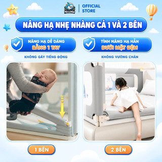Thanh Chắn Giường Pakey Cao Cấp New 2026, Chắn Giường Cải Tiến Khóa Kép, Khung Thép Dày Dặn, Nâng Hạ 1 Tay Dễ Dàng