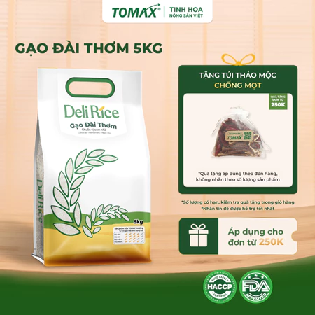Gạo Đài Thơm Deli Rice Túi 1kg & 5kg Dẻo Mềm, Thơm Ngon Tự Nhiên – TOMAX