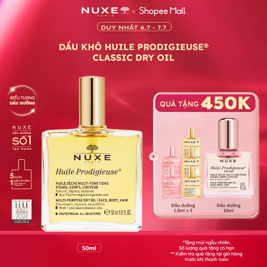 [Chỉ 6-7.7 - Tặng Quà 450K] Dầu dưỡng khô đa năng Nuxe Huile Prodigieuse® 50ml