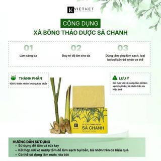 Xà Bông Tắm Dầu Dừa - Mù U - Sả Chanh VIETKET 100G - Sạch Ghét, Giảm Mụn, Không Nhờn