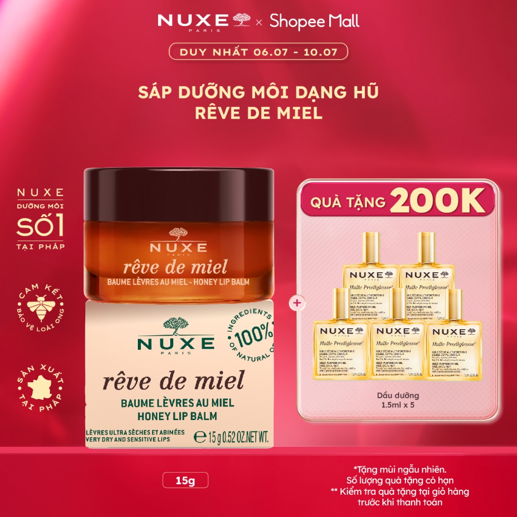 [Chỉ 6-10.7 - Tặng Quà 200K] Sáp dưỡng môi Nuxe Rêve de Miel 15g