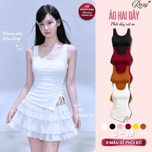 Áo Ba Lỗ Nữ Rút Dây Hai Bên Form Ôm Body Tôn Dáng Thun Borip Co Giãn Mềm Mại RUSY 3L08