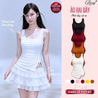 Áo Ba Lỗ Nữ Rút Dây Hai Bên Form Ôm Body Tôn Dáng Thun Borip Co Giãn Mềm Mại RUSY 3L08